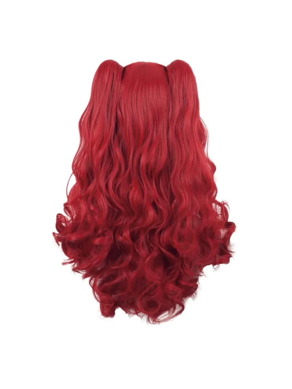 Women's Red 28 Inch Lolita Long Curly 2 Ponytails Clip On Cosplay Wigs